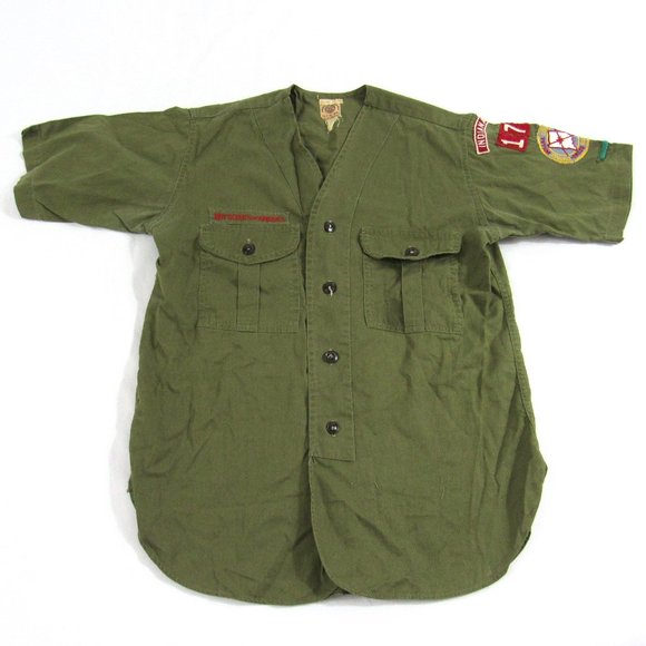 Vintage Mid Century Boy Scout Uniform Shirt V Neck - Picture 1 of 5